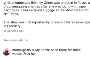 Brittney Griner, Russia, detained