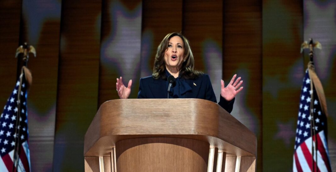 Kamala Harris accepts the Democratic presidential nomination at the Democratic National Convention.