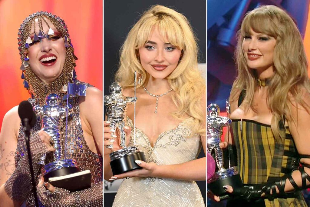 Chappell Roan, Sabrina-Carpenter, Taylor Swift in the 2024 VMAs